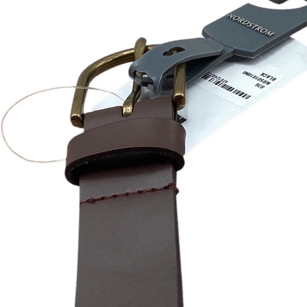 Nordstrom Rack Mens Brown Genuine Leather Belt Brass Buckle XXL PHD-14020 New